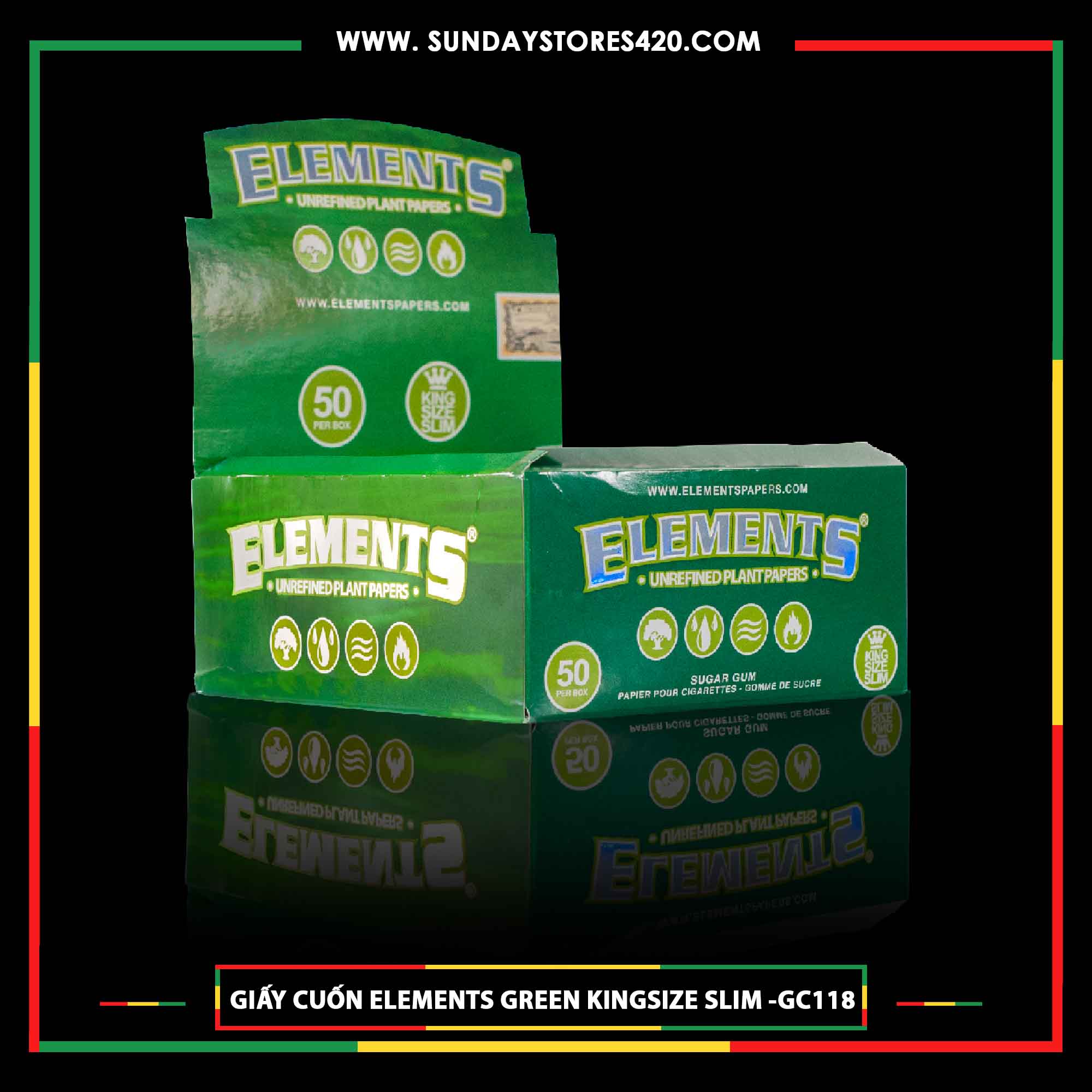 Giấy Cuốn Elements Green King Size Slim - GC118