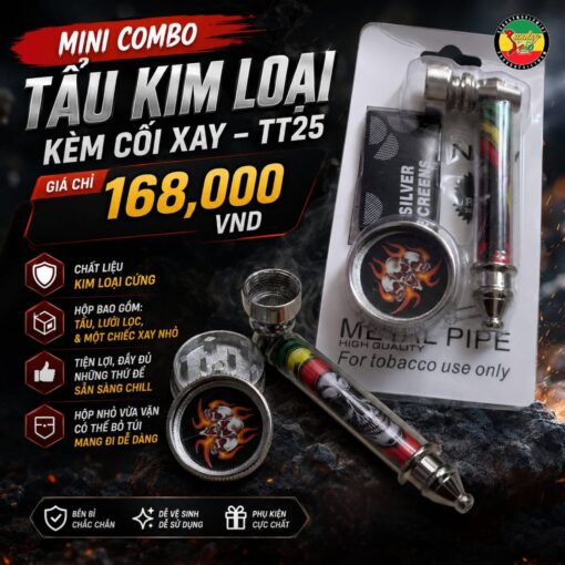 Mini Combo Tẩu Kim Loại Kèm Cối Xay - TT25