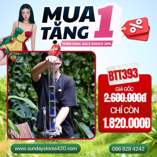 Điếu Cày Thủy Tinh Điện AURORA - BTT393