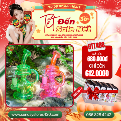 Điếu Cày Thủy Tinh Loop - BTT408