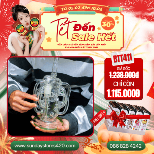 Điếu Cày Thủy Tinh Roots - BTT411