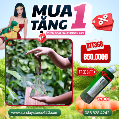 Điếu Cày Thuỷ Tinh Đa Sắc 7 Ly - BTT368