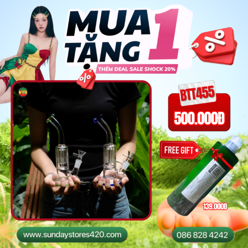 Điếu Cày Thủy Tinh Teddy - BTT455