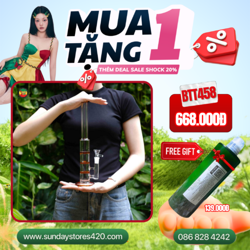 Điếu Cày Thủy Tinh 3 Tầng Lọc TripleX - BTT458