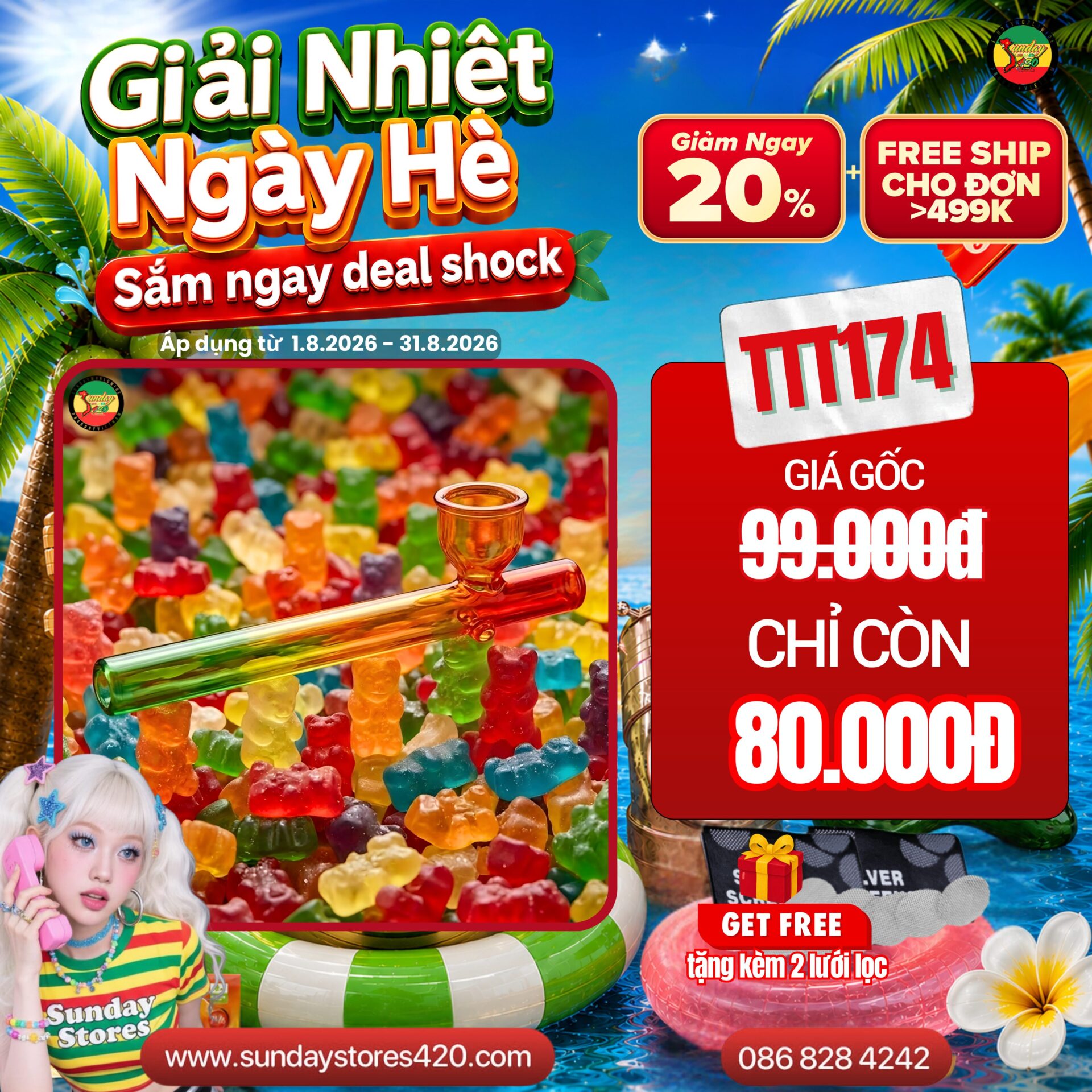 Tẩu Thủy Tinh Ombre Mini - TTT174 1 Tẩu Thủy Tinh Ombre Mini - TTT174
