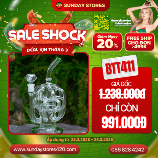 Điếu Cày Thủy Tinh Roots - BTT411