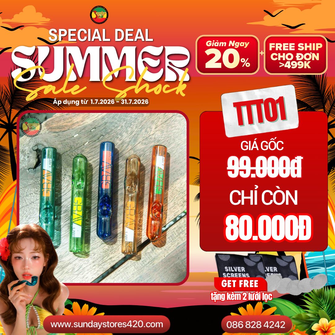 Tẩu Thủy Tinh Ống Thẳng Grav - TTT01 1 Tẩu Thủy Tinh Ống Thẳng Grav - TTT01
