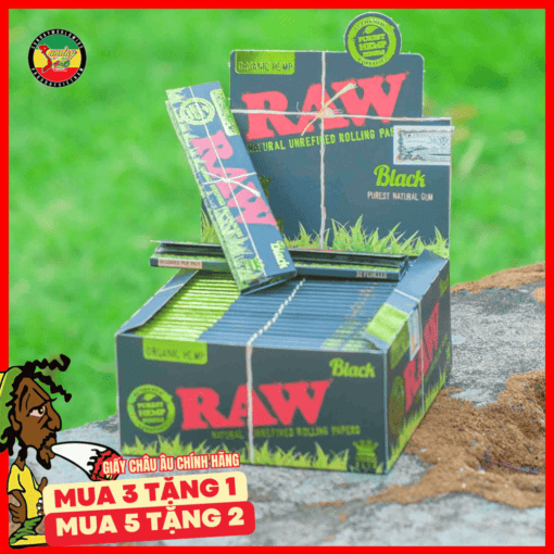 Giấy Cuốn RAW Black Organic Hemp Kingsize Slim - GC134
