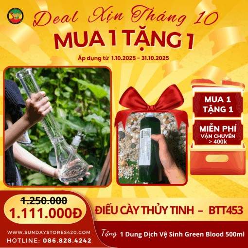 Điếu Cày Thủy Tinh Bronzey - BTT453