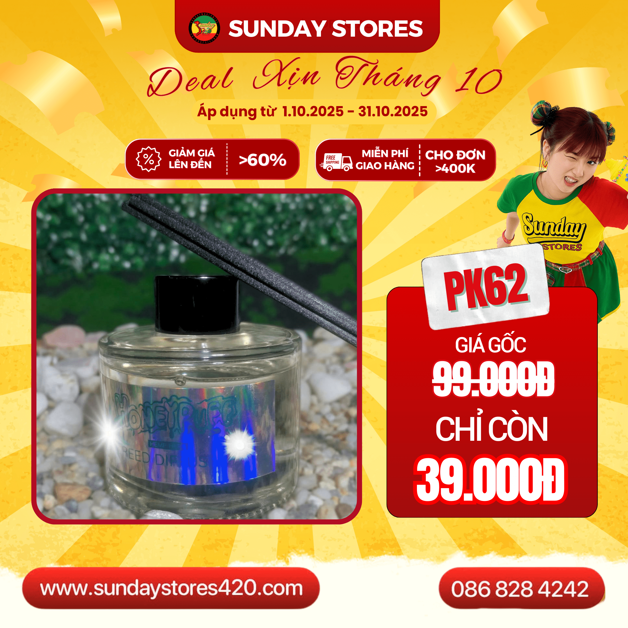 Tinh Dầu Thơm Phòng Thiên Nhiên HONEYPUFF - PK62