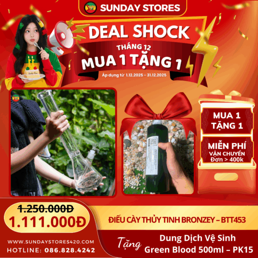 Điếu Cày Thủy Tinh Bronzey - BTT453