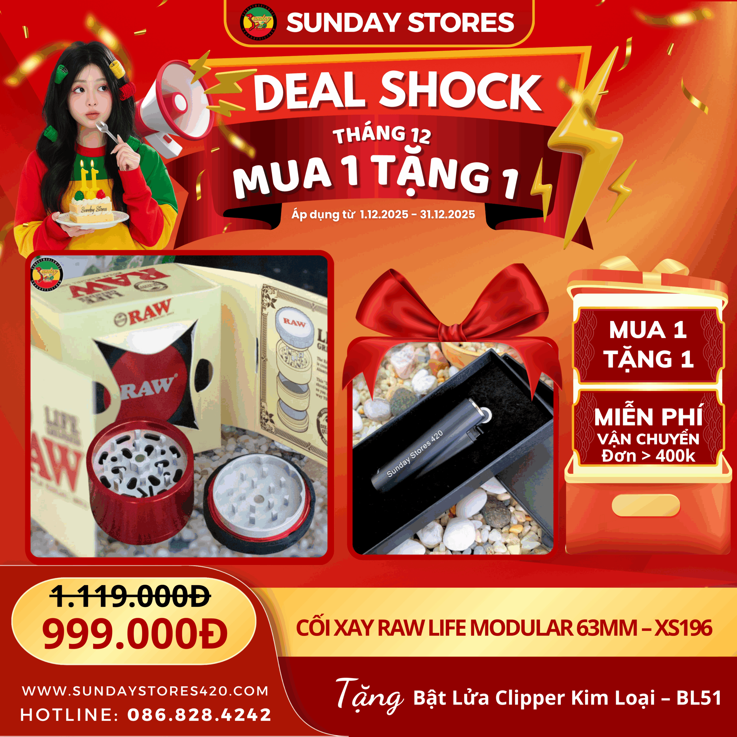 Cối Xay RAW LIFE Modular 63MM - XS196