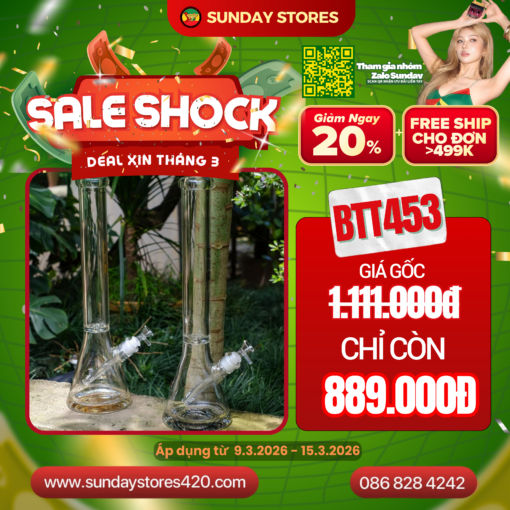 Điếu Cày Thủy Tinh Bronzey - BTT453