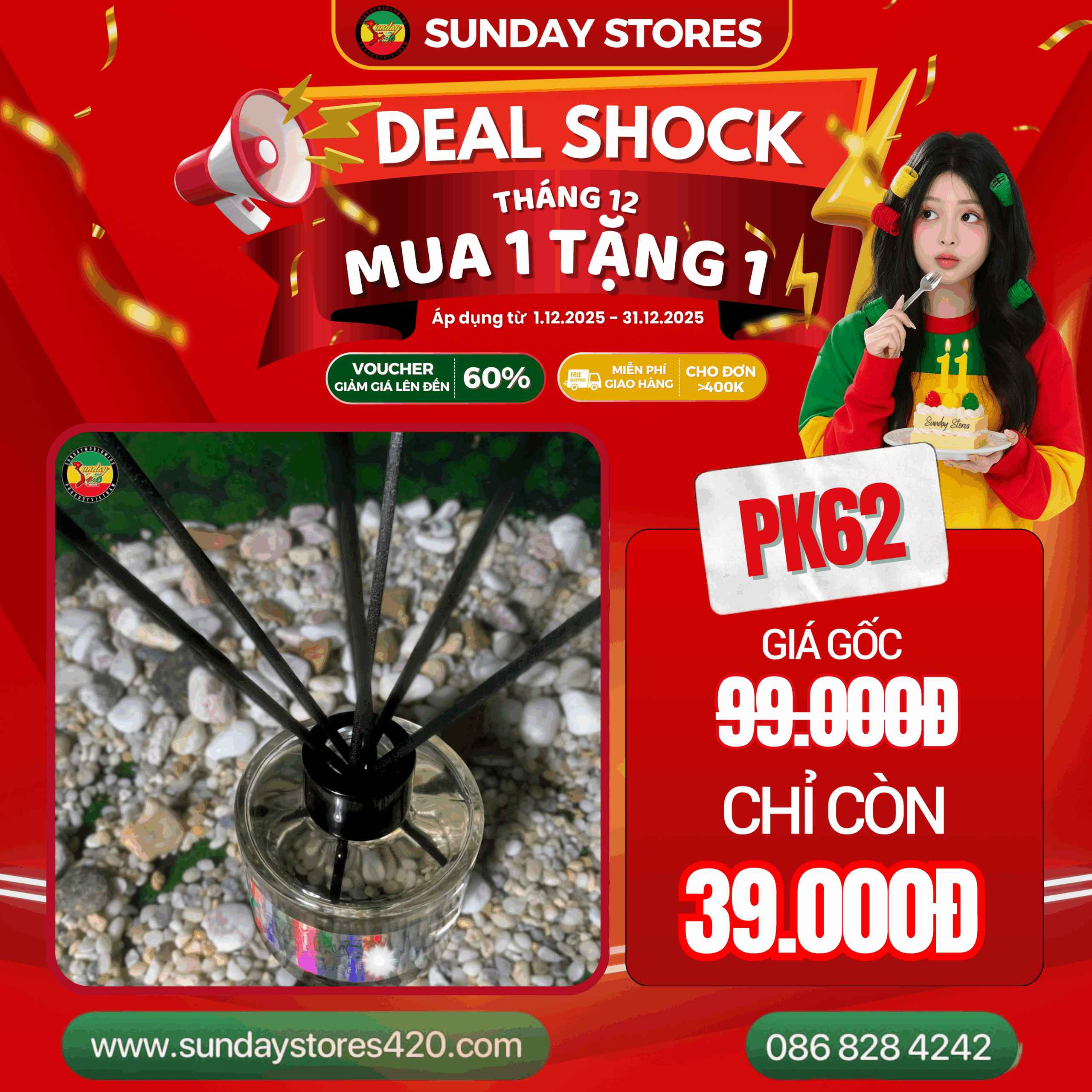 Tinh Dầu Thơm Phòng Thiên Nhiên HONEYPUFF - PK62