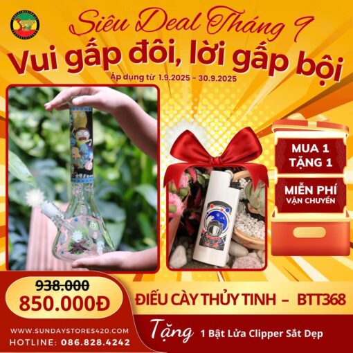 Điếu Cày Thuỷ Tinh Đa Sắc 7 Ly - BTT368