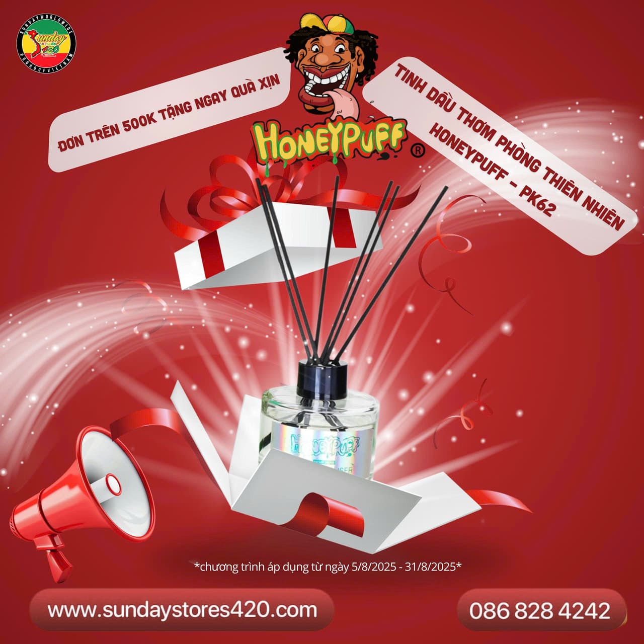 Tặng Tinh Dầu Honeypuff Cho Đơn Trên 500K