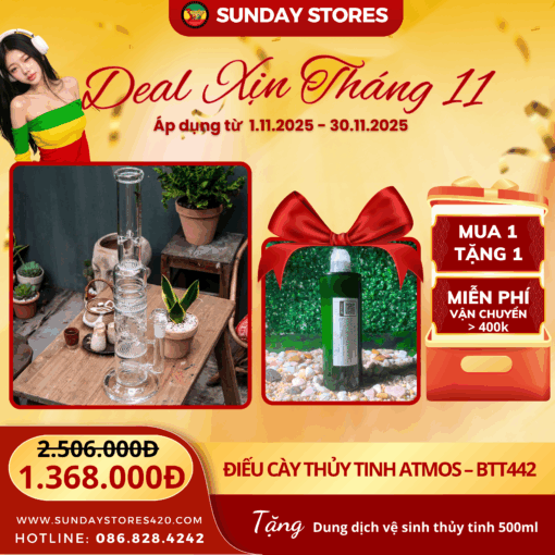 Điếu Cày Thủy Tinh Atmos - BTT442