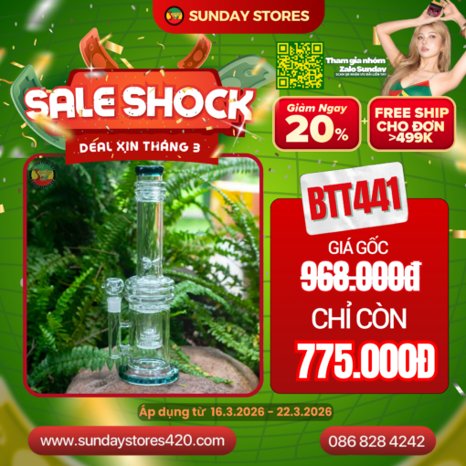 Điếu Cày Thủy Tinh Lọc Âm - BTT441