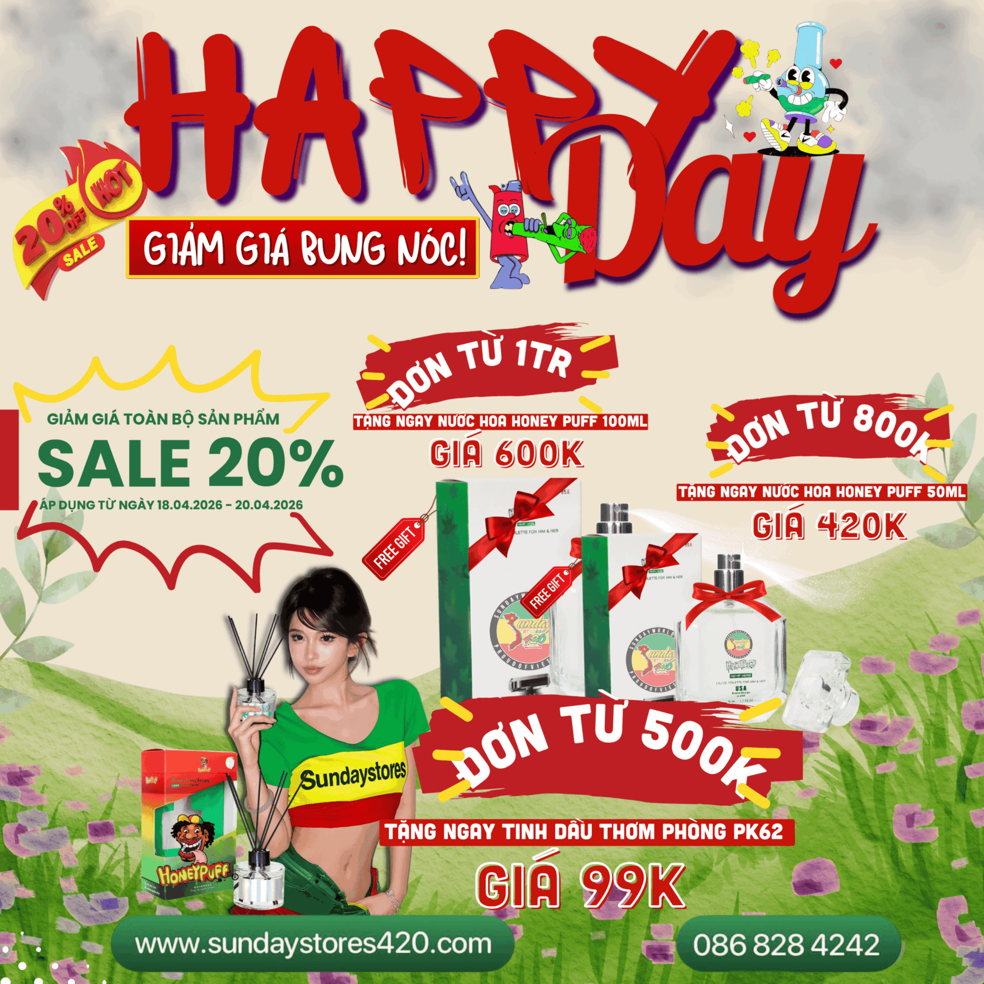 Sunday Store 🔥 HAPPY DAY SALE – 4/20 GIẢM GIÁ BÙNG NỔ ĐẾN 20% TOÀN BỘ SẢN PHẨM 🔥 ...